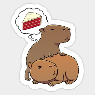 Capybara hungry for Red Velvet Cake Sticker